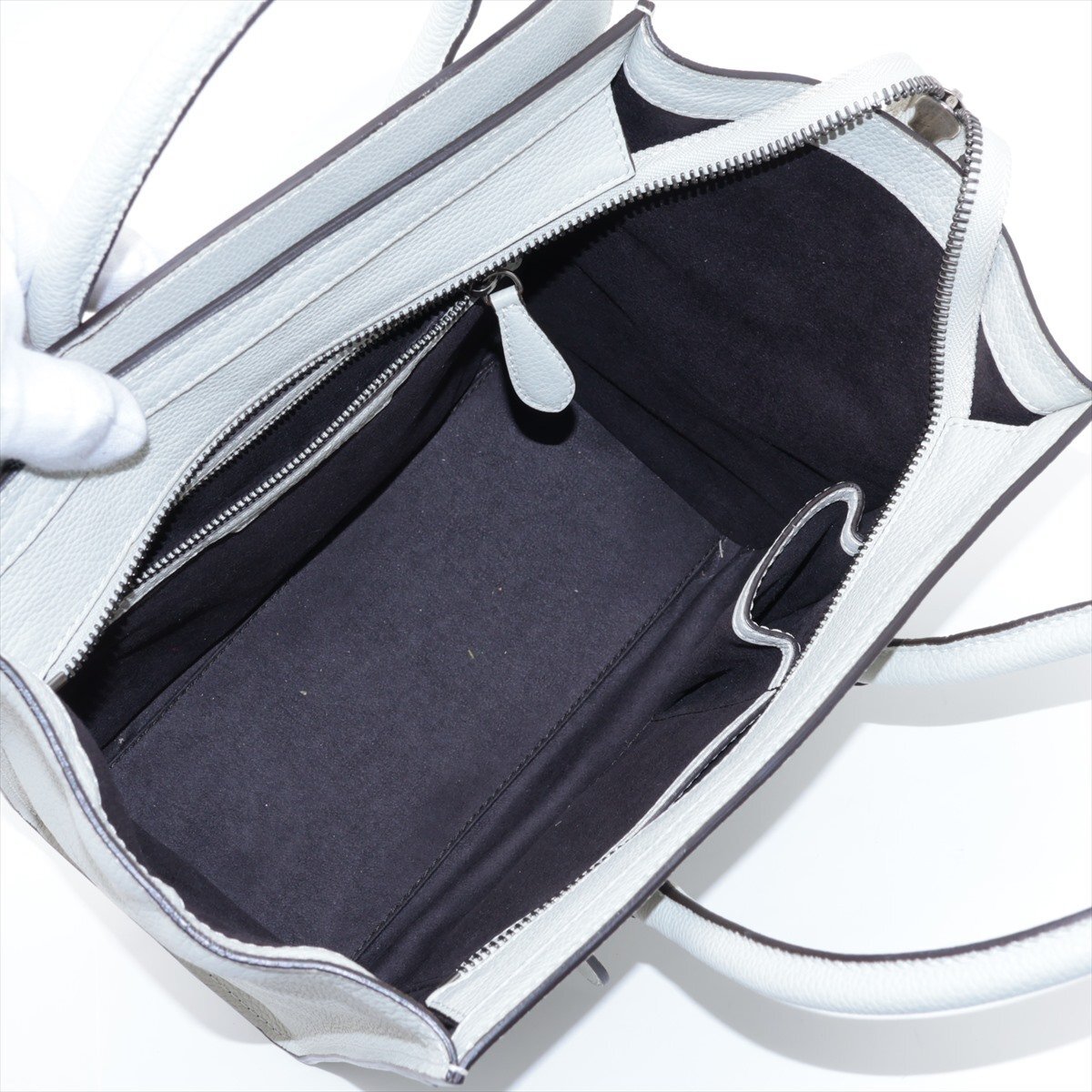 1 иен # превосходный товар # Celine # багажный микро shopa- кожа большая сумка плечо рука серый натуральная кожа женский EEM V46-3