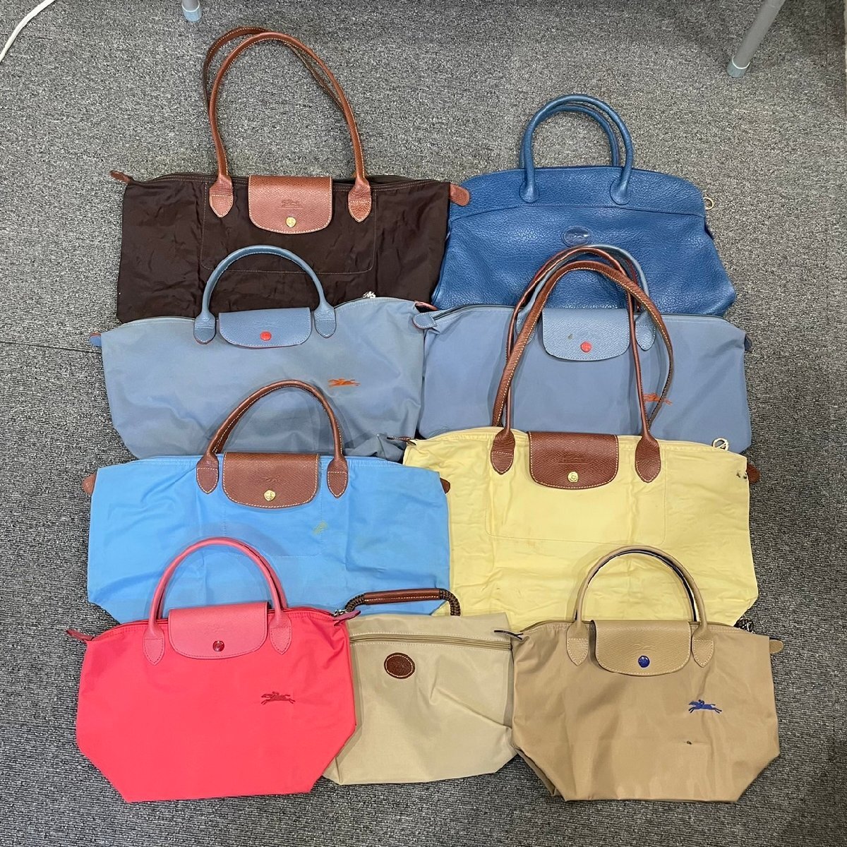 1 jpy # summarize 9 point set # Long Champ #rup rear -ju leather nylon tote bag shoulder .. clutch hand A4 lady's EEE AB4-10