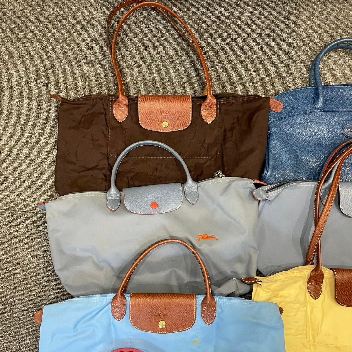 1 jpy # summarize 9 point set # Long Champ #rup rear -ju leather nylon tote bag shoulder .. clutch hand A4 lady's EEE AB4-10