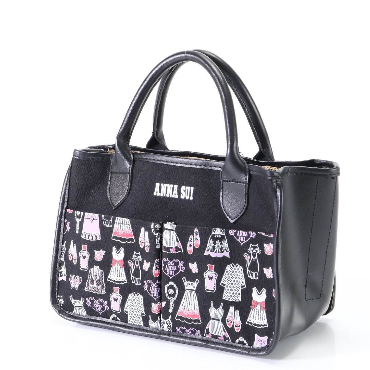 ■美品■ANNA SUI アナスイ■トート バッグ 肩掛け ショルダー ハンド ブラック 黒 ブランド レディース EEM S1-7_画像2