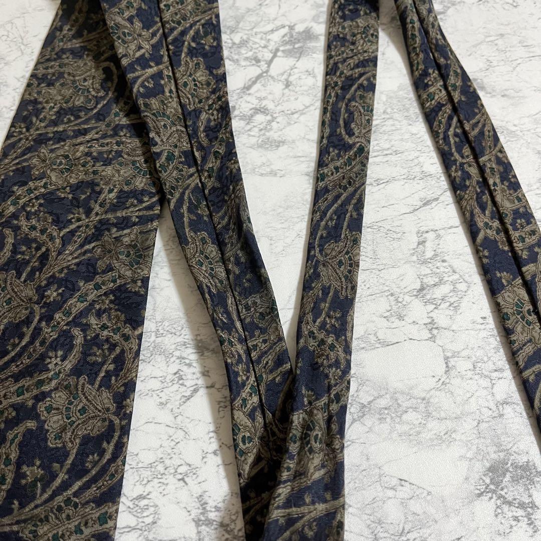 1 jpy beautiful goods ultra rare Calvin Klein Calvin Klein brand necktie silk 100% hard-to-find navy navy blue color total pattern business suit 