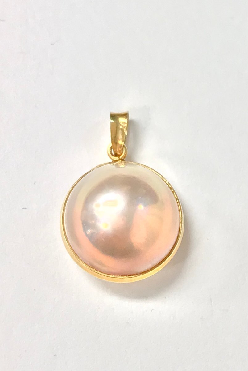 K18 pearl mabe pearl pendant top 13mm sphere qoj.YOD19