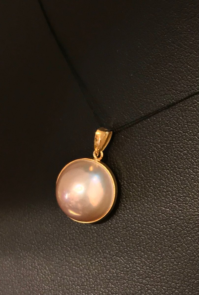 K18 pearl mabe pearl pendant top 13mm sphere qoj.YOD19
