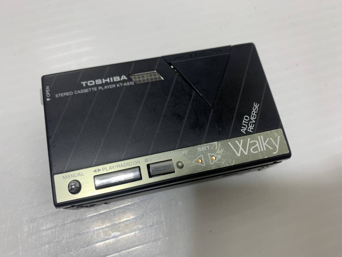 220264*TOSHIBA Walky KT-AS10 Toshiba War key stereo cassette player black electrification only verification case have photograph there is an addition *G