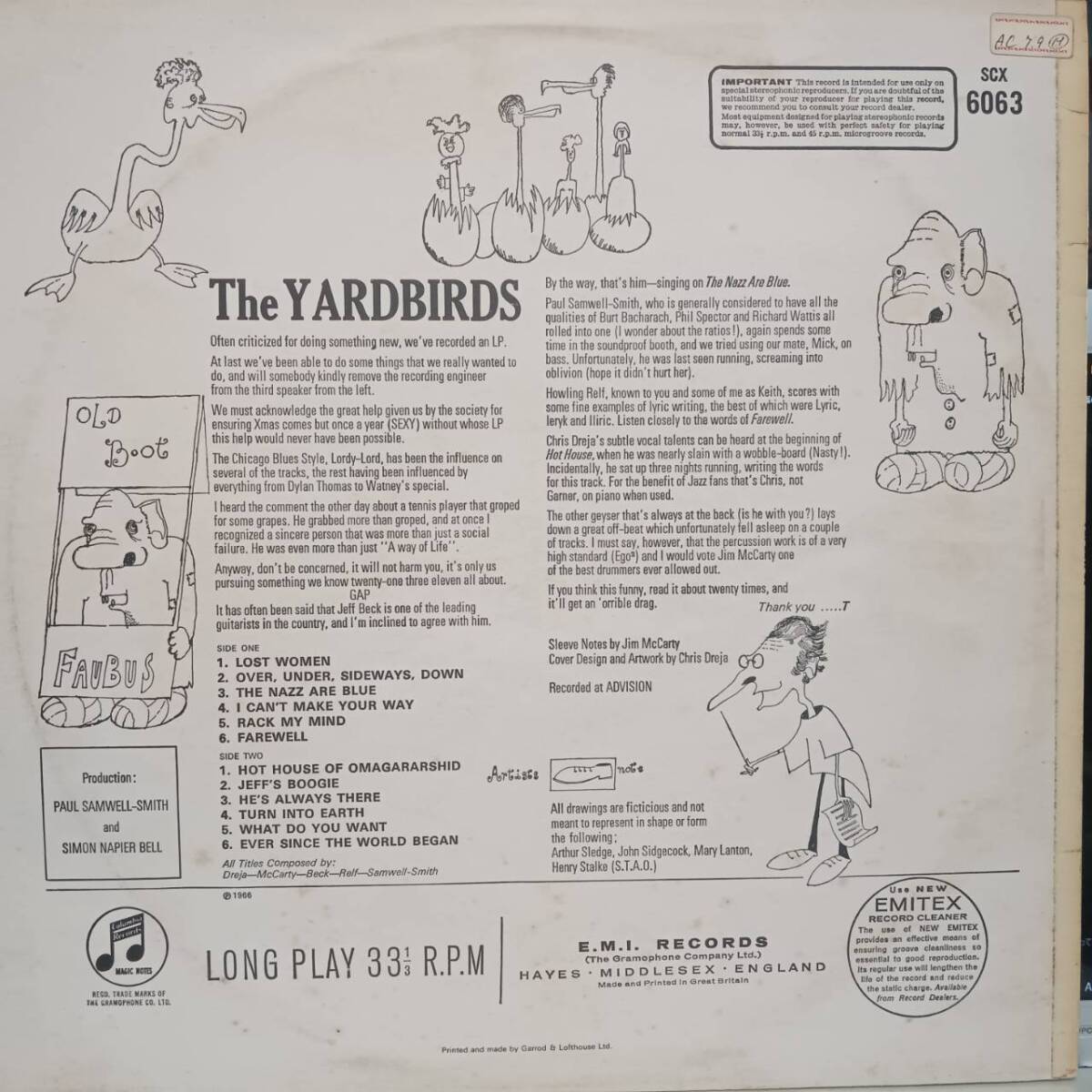 英COLUMBIA盤LP マト両-1！Yardbirds / The Yardbirds (Roger The Engineer) 1966年作の70's盤 SCX 6063 Jeff BeckヤードバーズPsychedelic_画像3