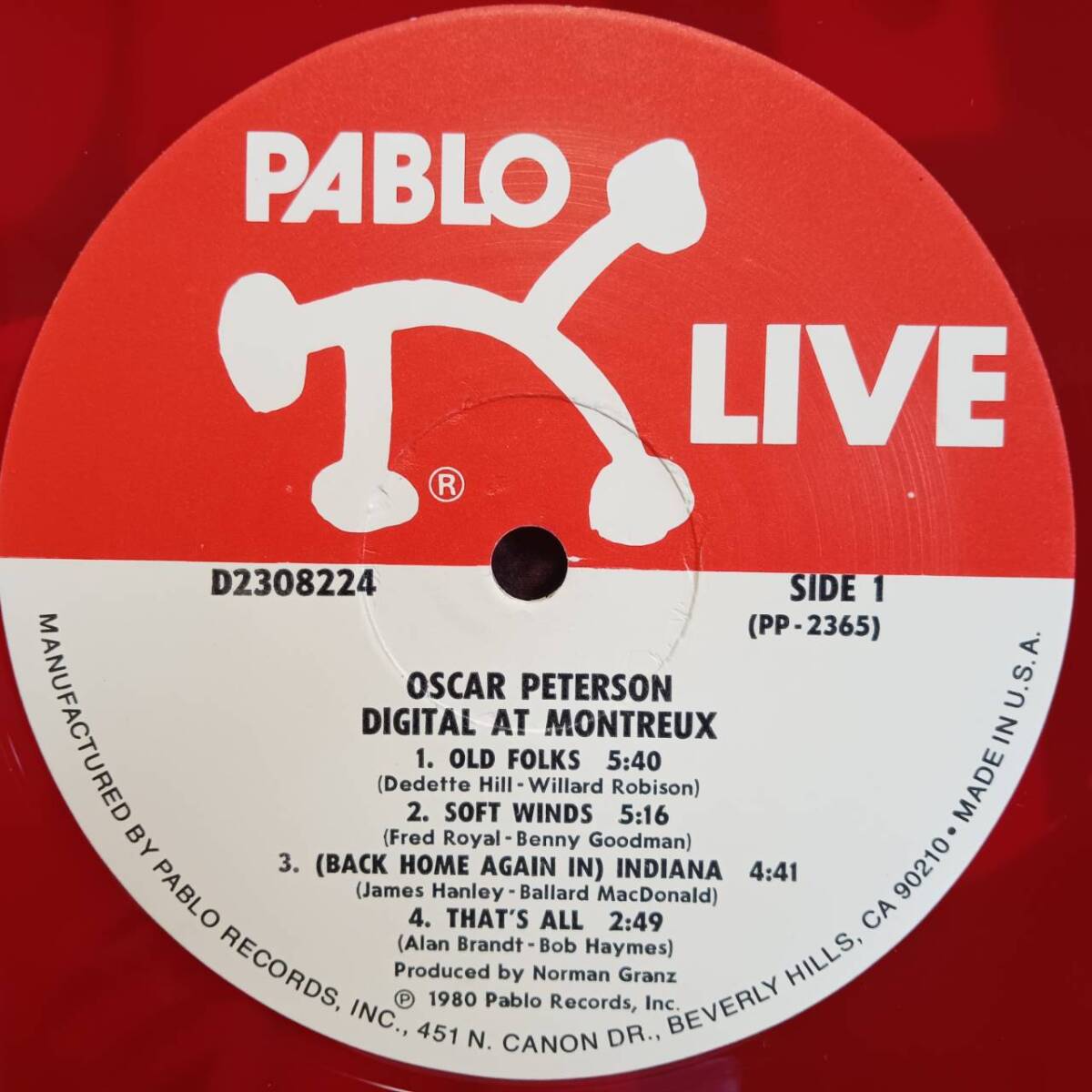 赤盤 米PABLOオリジLP 高音質デジタル録音 Oscar Peterson / Digital At Montreux 1980年 D2308224 オスカー・ピーターソン Red Color_画像5