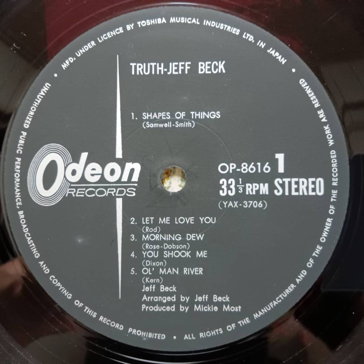 レア 赤盤 日本ODEONオリジLP！Jeff Beck / Truth 1969年 東芝音工 OP-8616 驚異のブルース・ギター ジェフ・ベック登場 Rod Stewart RED_画像3