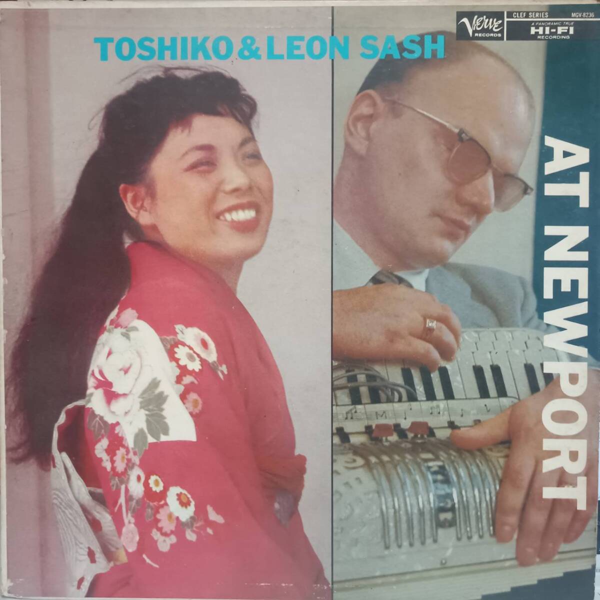 50's 米VERVEオリジLP！TPラベル深溝MONO盤 秋吉敏子 / Toshiko & Leon Sash At Newport 1958年 MGV-8236 Akiyoshi Jake Hanna Bud Powell_画像1