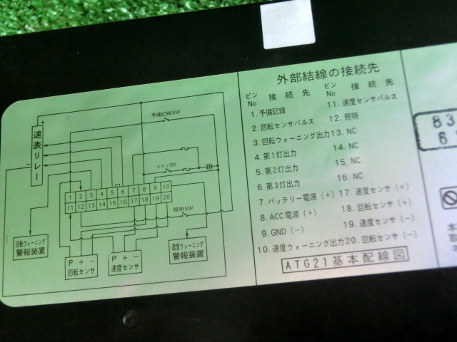 矢崎 タコグラフ 83210-37180-B 62500-4800 120W-YN ATG21-120W 矢崎 タコグラフ 83210-37180-B 62500-4800 120W-YN ATG21-120W