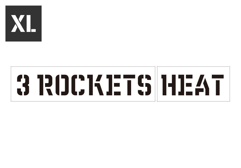 ステンシルシート ステンシルプレート ステンシル アルファベット DIY クイックステンシル サイズXL 3 ROCKETS HEAT ロケット砲弾_画像1