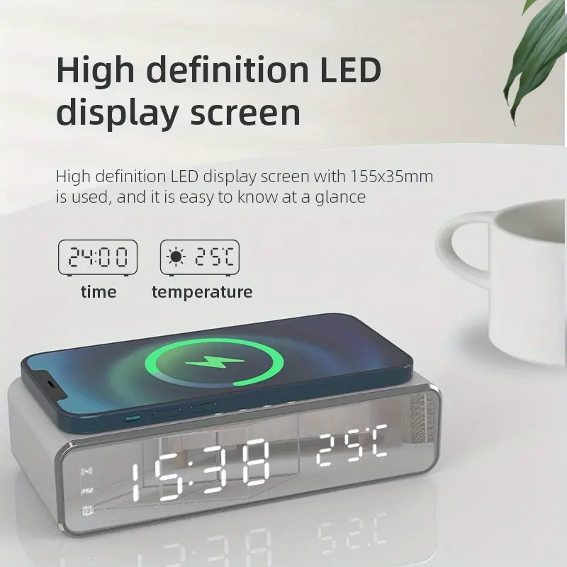 LED Smart сигнализация часы время температура отображать беспроводной зарядка накладка dok10W Qi зарядное устройство iPhone12 11 Pro Max XR Max XS X Galaxy S10
