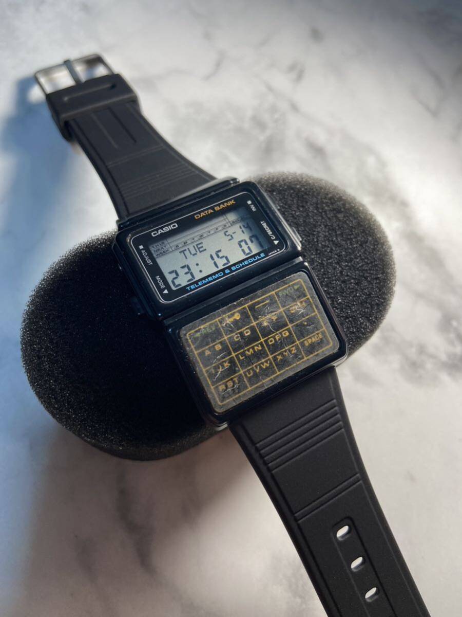 ★80's Vintage★【送料無料】 CASIO DATABANK DBC-60 豆球ライト 新品電池 新品ベルト データバンク オールブラック ヴィンテージカシオ！_画像8