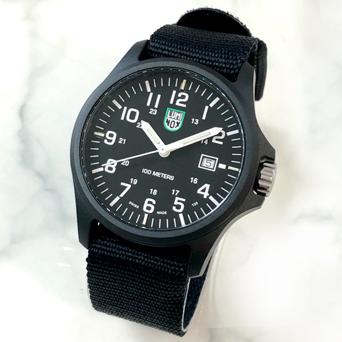 ルミノックス 腕時計 メンズ LUMINOX グリーンロゴ X2.2401.NB 日本未発売モデル Patagonia Carbonox ブラック 44mm レア_画像2