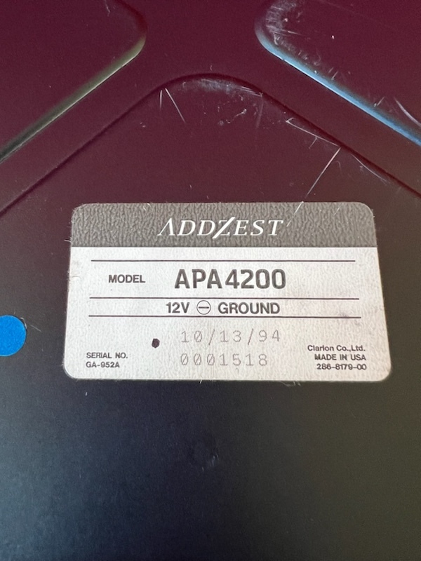 ジャンク品 ADDZEST APA4200 パワーアンプ アゼスト 4/3/2 CHANNEL アンプ カー用品 動作未確認の画像7