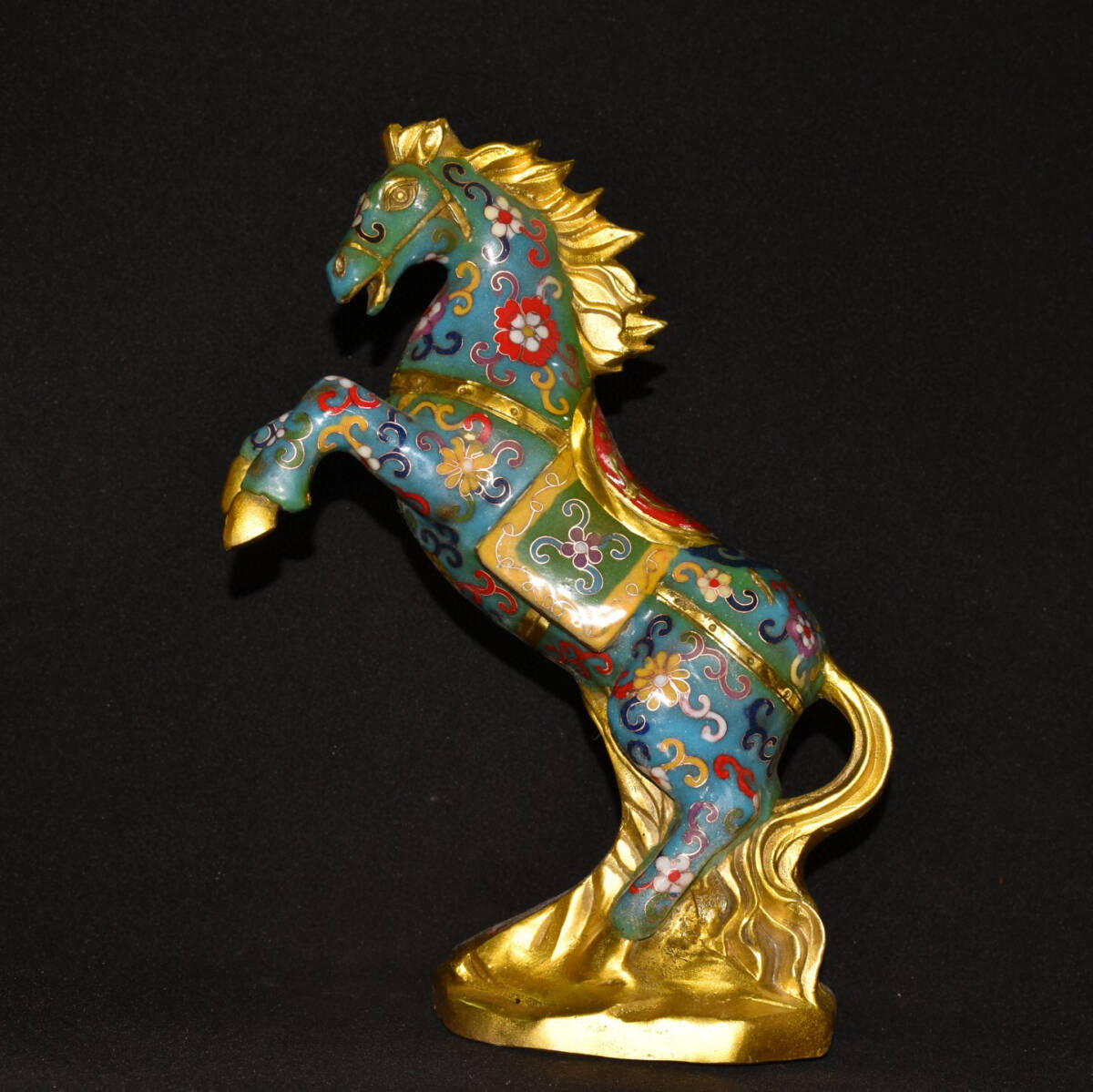 古寶奇蔵】銅製・塗金・景泰藍・琺瑯彩・立馬發財・置物・賞物・中国 古寶奇蔵】銅製・塗金・景泰藍・琺瑯彩・立馬發財・置物・賞物・中国