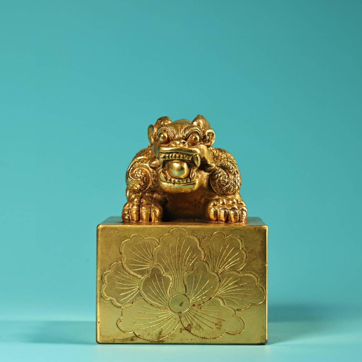 【古寶奇蔵】銅製・塗金・瑞獣印章・置物・賞物・中国時代美術_画像3
