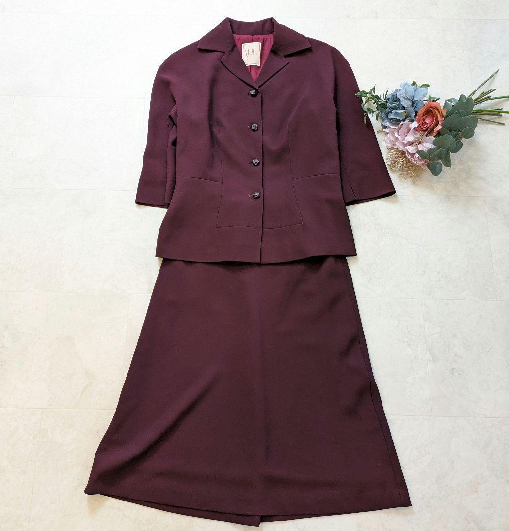  beautiful goods sbilla Sybilla 4 point setup skirt suit plum .. purple spring summer setup skirt cardigan gun jacket tops 