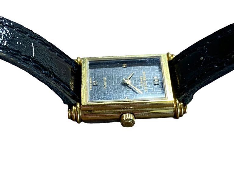 21631 rare FAVRE-LEUBA fur bru* louver lady's quartz wristwatch 5p leather belt black face antique Vintage Junk 