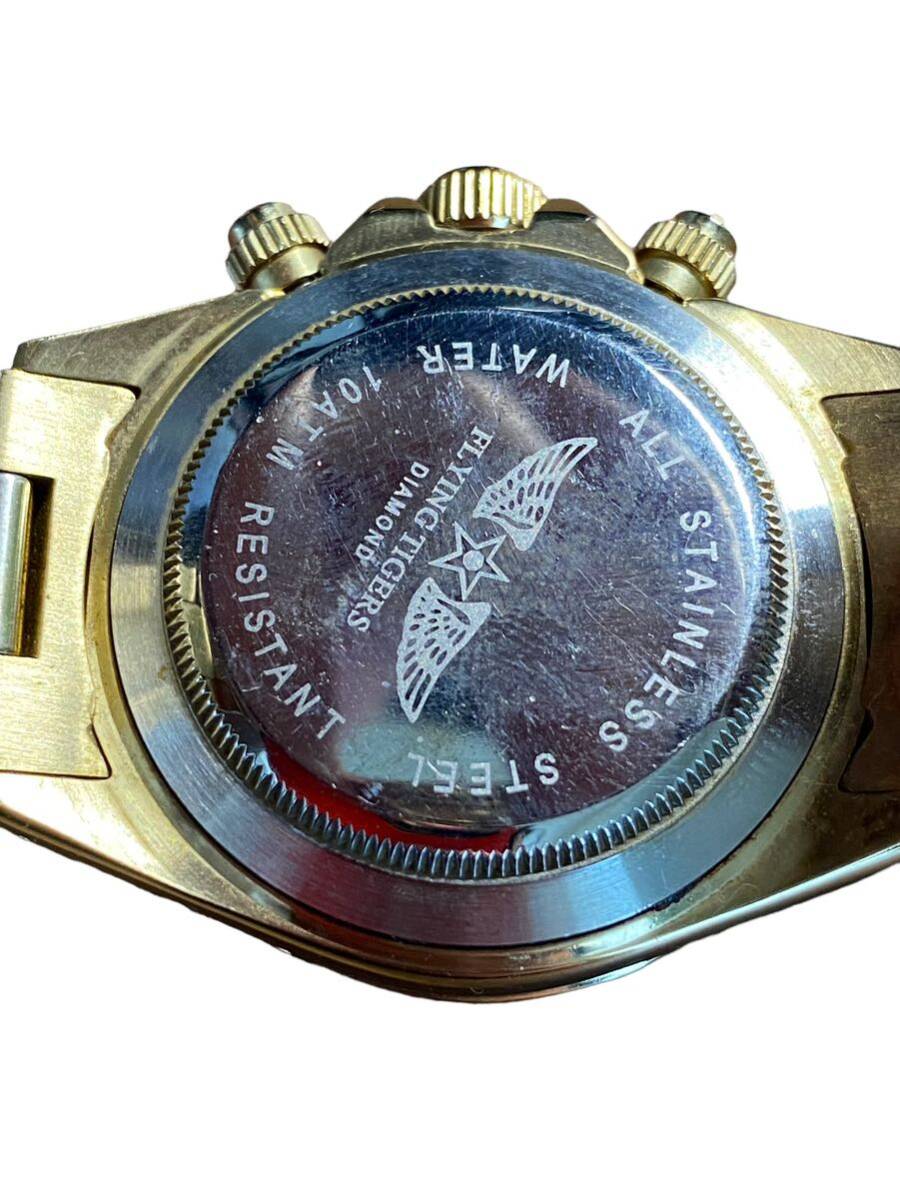 21736 FLYING TIGERS フライングタイガー クロノグラフ クオーツ 腕時計 アンティーク ヴィンテージ 箱 取説 ジャンクの画像5