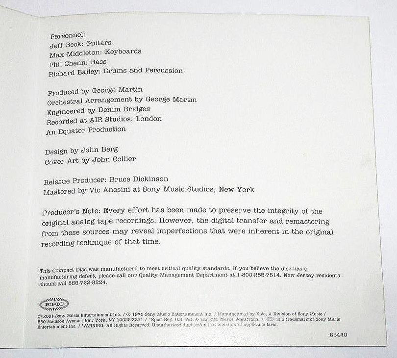 2001年リマスターUS盤『Blow By Blow ギター殺人者の凱旋 Jeff Beck』ジャフ・ベック,75年全米4位★クロスオーバー＊ギターインスト金字塔_画像5