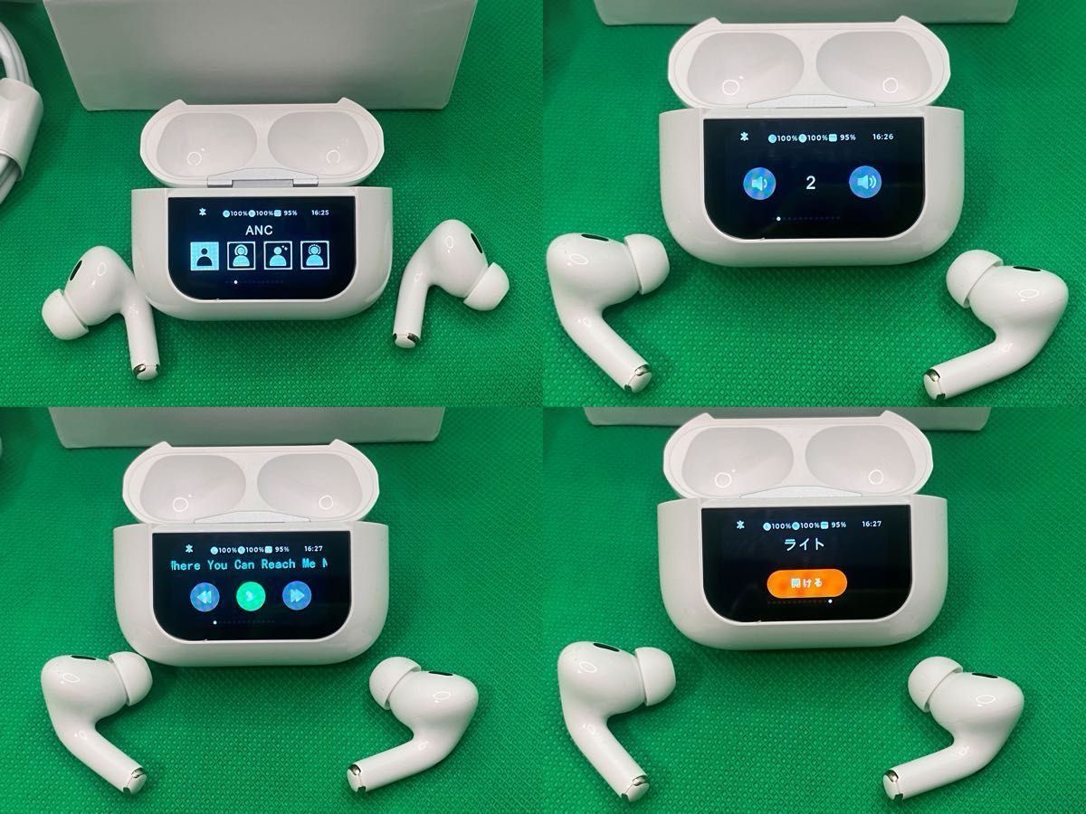 モニター付き ノイズキャンセリング 外部音 ワイヤレスイヤホン Bluetooth Airpods pro 2 第二世代互換品