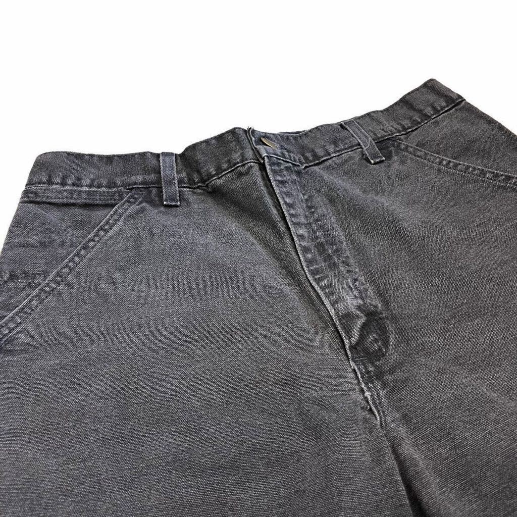 90s USA製 Carhartt ペインター ハーフパンツ 33 ブラック ユニオンチケット ダッグ ワークパンツ ショーツ ショートパンツ カーハート_画像4