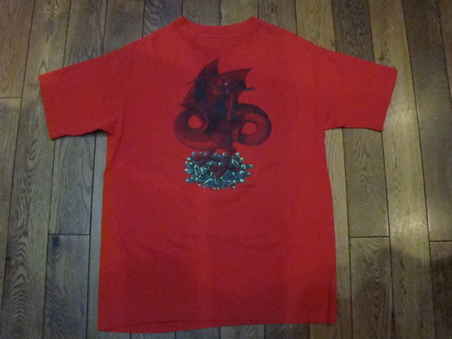 【破格値下げ】 エッシャー MC softee レッド Mサイズ Tシャツ ドラゴン Escher MC USA製 1990年 超美品 アート ヴィンテージ 90s イラスト、キャラクター