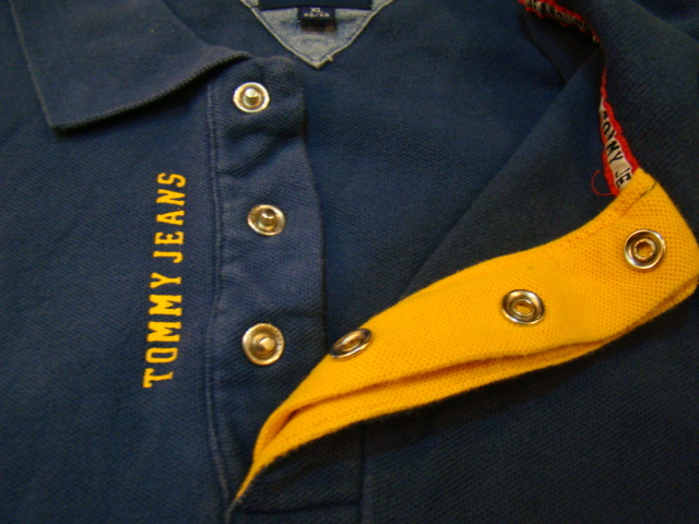 美品 90s TOMMY JEANS 長袖 ポロシャツ XL ブルー ネイビートミージーンズ トミーヒルフィガー ラガー ラグビー シャツ コットンの画像5