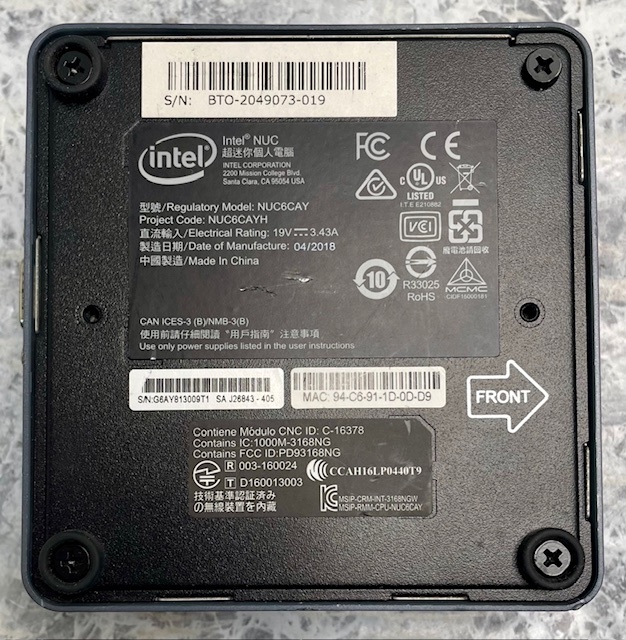T3907 Intel NUC6CAY Celeron J3455 1.50GHz メモリー4GB 省スペース型 デスクトップPC の画像9