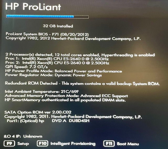 T3891 HP ProLiant DL360p Gen8 Xeon E5-2640 2.50GHz×2 CPU2基 メモリー32GB サーバー 現状品の画像3