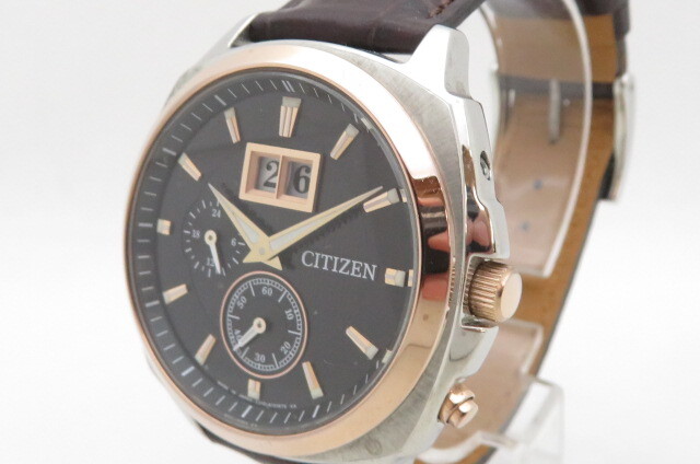 1 jpy ~[ ultimate beautiful goods ] CTIZEN Citizen solar E310-S091993 collection Eko-Drive black face big Date men's wristwatch 4-11-6