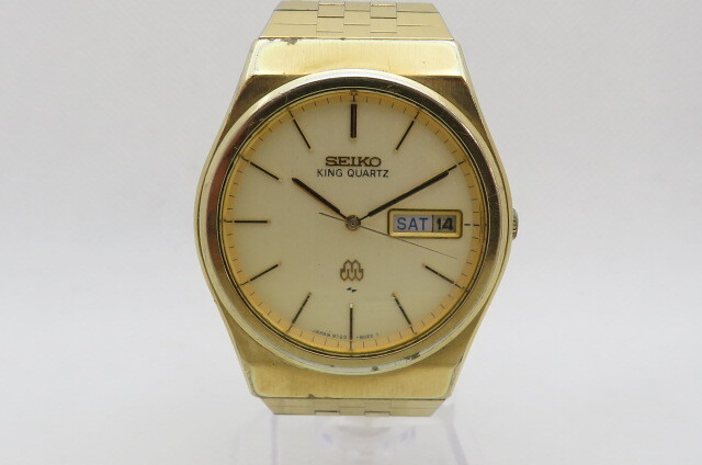 1円～【ヴィンテージ】SEIKO セイコー KING QUARTZ キングクォーツ ツインクォーツ 9723-8030 ゴールド文字盤 メンズ腕時計 4-11-24の画像1