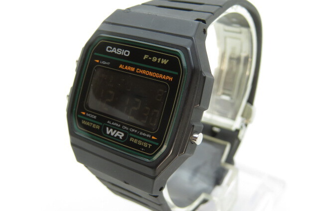 1円～【動作品】CASIO カシオ WR F-91W デジタル 腕時計 ブラック 4-11-45の画像2