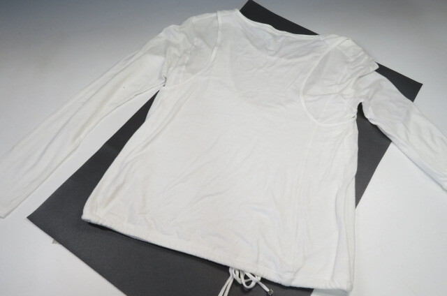 1 jpy ~MONCLER Moncler lady's thin cotton jersey piling put on manner long sleeve T shirt size S white 4-14-9