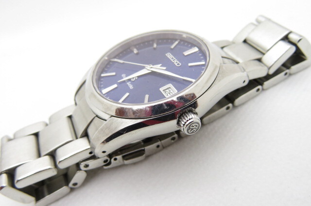 1円～【動作品　リューズ抜け】GRAND SEIKO グランドセイコー GS 9F62-0AB0 クオーツ メンズ腕時計 デイト 文字盤ネイビー シルバー　5-5-2_画像4