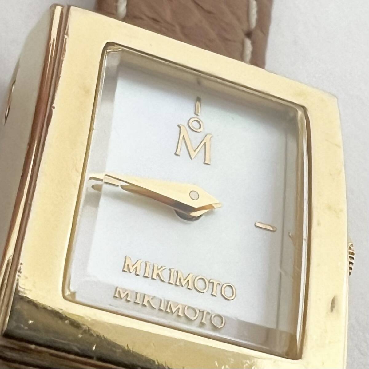 16085/ MIKIMOTO Mikimoto ремень часы кожа Brown наручные часы с футляром 