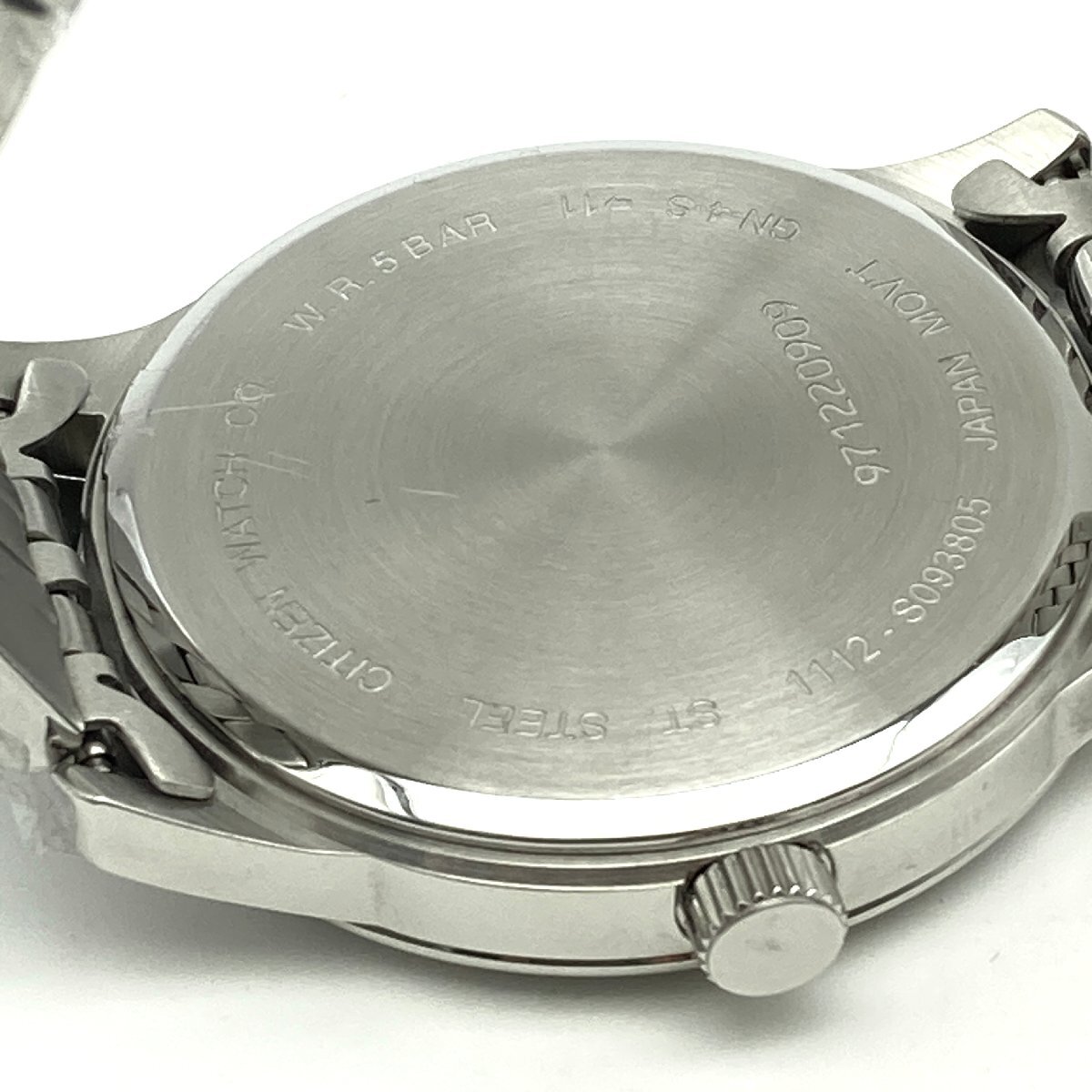3316〇/【訳あり品】CITIZEN 腕時計 BI1050-81E ステンレスベルト バーインデックス 日付表示 5気圧防水 メンズ シルバーの画像5