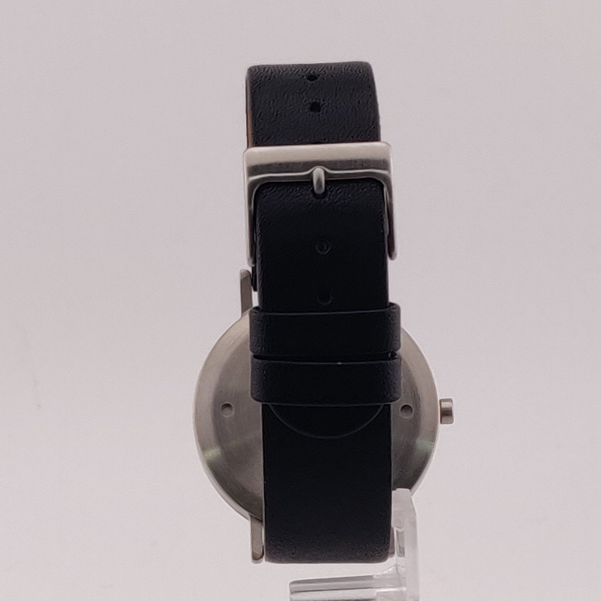 3532@【訳あり】[ストック] 腕時計 STW020008 アナログ ステンレススチール レザー クォーツ 5気圧防水 メンズ ブラック【0430_※レザー部分にシワがあります。