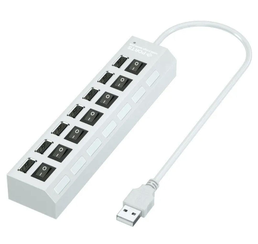 USB 2.0ハブ 7ポート 30cmケーブル(ホワイト)_画像5
