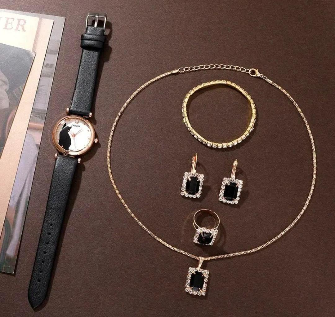 女性ファッションクォーツ時計6個セット 女性時計 かわいい猫ダイヤル