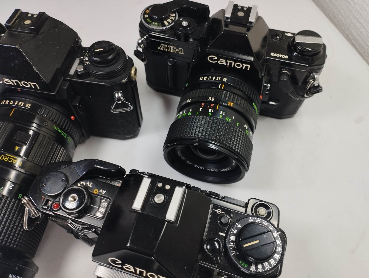 【リサイクル】 Canon F-1 AE-1 A-1 フィルムカメラまとめてジャンク品 レンズ付き 1円スタート売り切り昭和レトロ 一眼レフ キャノン_画像3