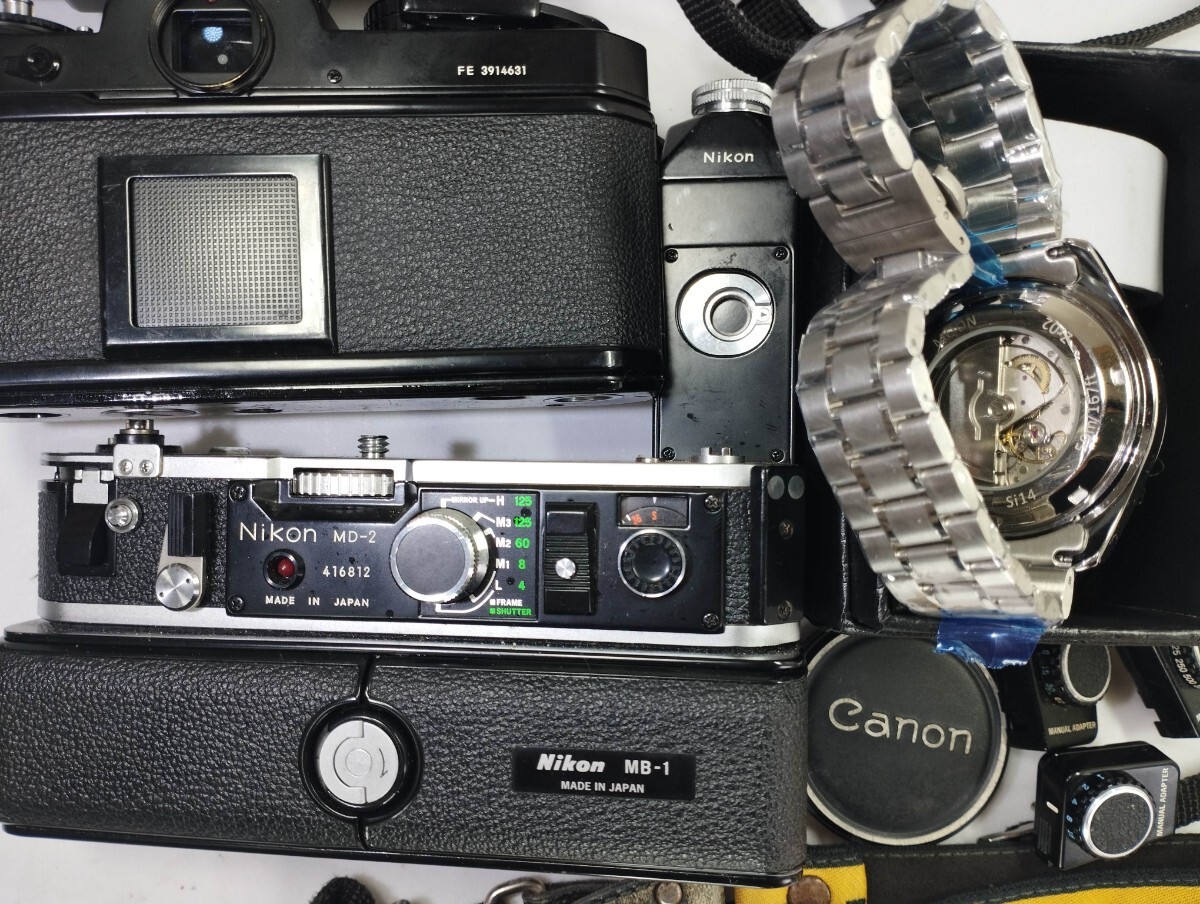 【整理業者リサイクル】 Nikon EM FE MB-1 MD-2 腕時計機械式 フィルムカメラ等まとめてジャンク品 1円スタート売り切り昭和レトロ カメラの画像6