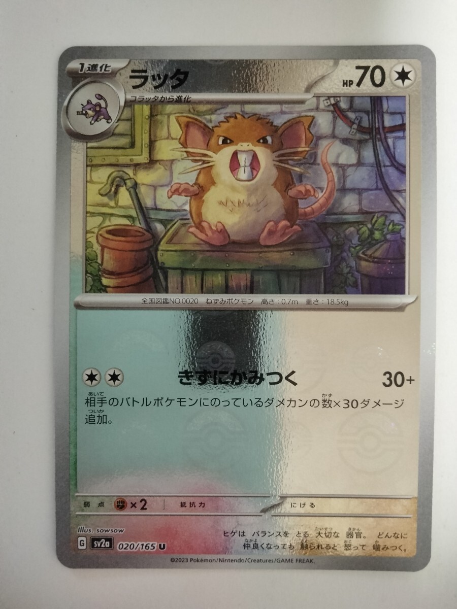 ポケモンカード ラッタ SV2a 020/165 U ミラー モンスターボール_画像1