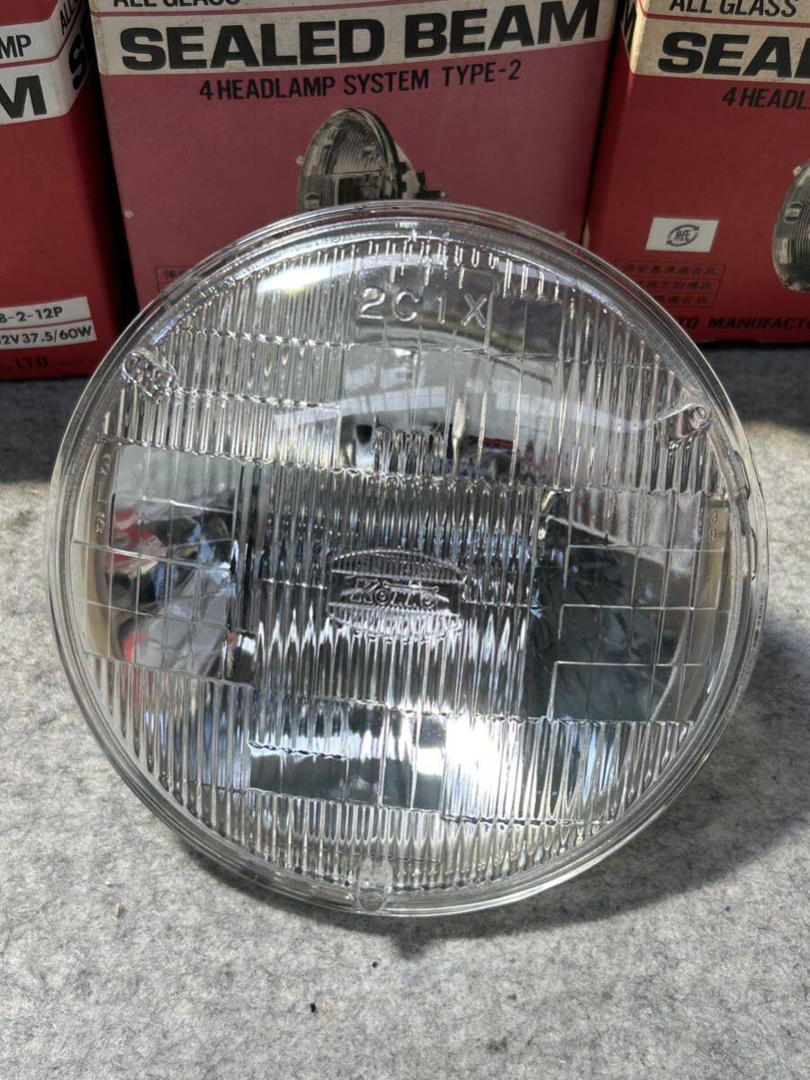  new goods unused! dead stock 3 piece set KOITO sealed beam lamp 4B-2-12P 12V 37.5W/60W round glass lens old car highway racer that time thing 