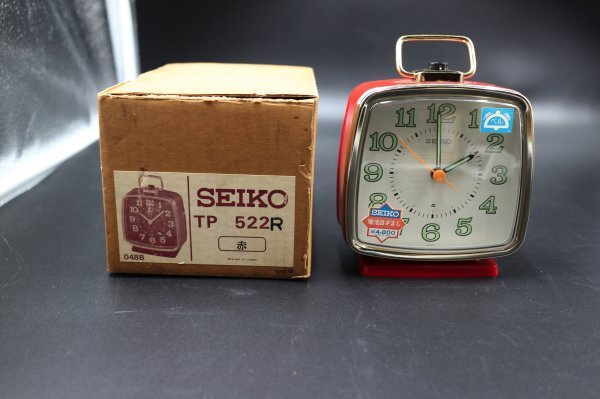 ジャンク品　SEIKO/セイコー　TP522R 赤　箱付き　ステップ式　目覚まし時計 　レトロ　アンティーク_画像1