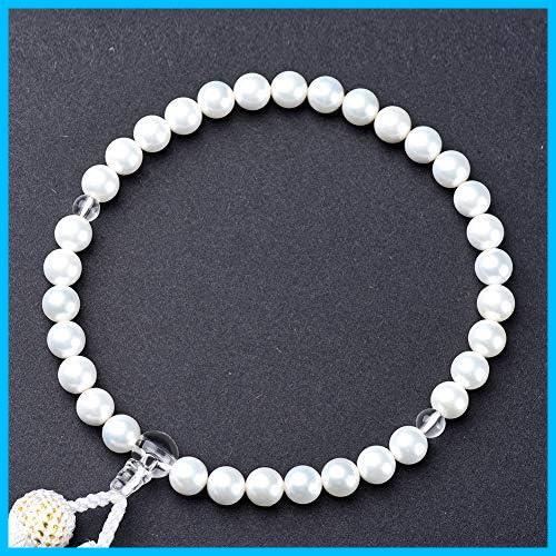 数珠 女性用 花珠貝パール 念珠 8mm 数珠袋セット 天然貝核 ホワイト 白 日本製…_画像5