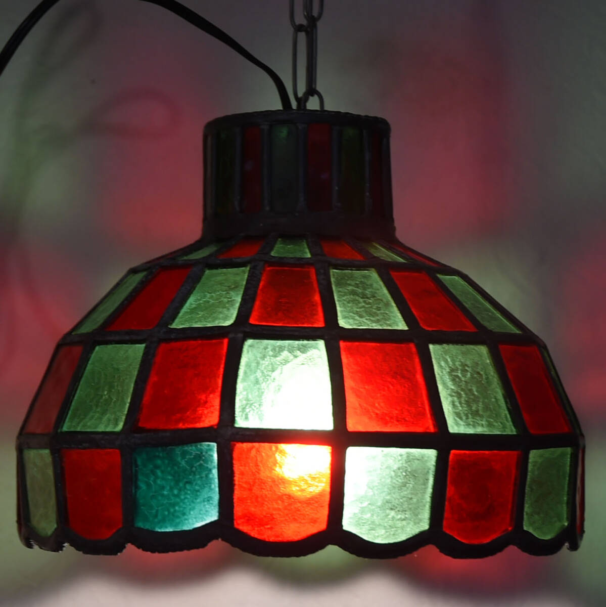 483 checker pattern stained glass sealing lamp 