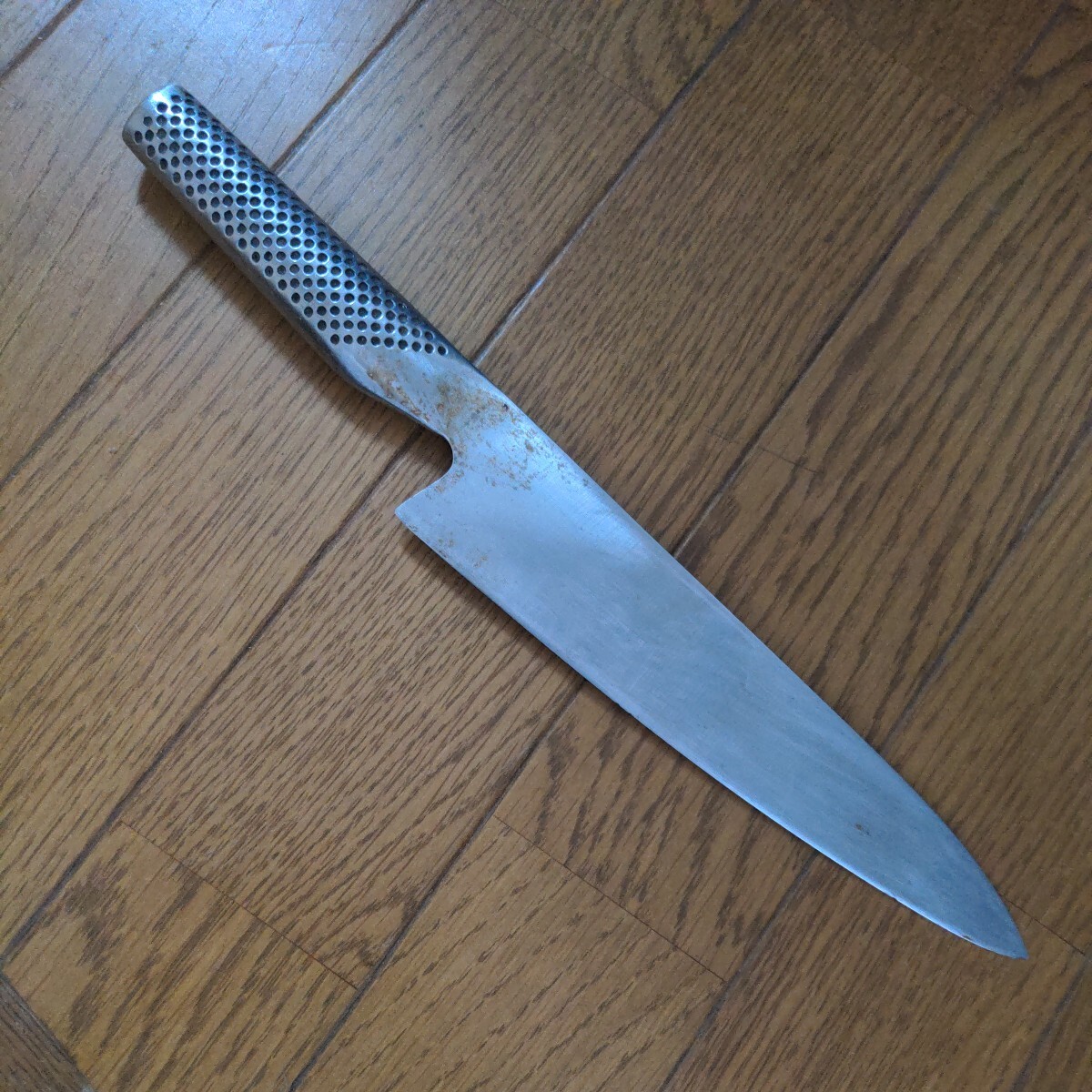 包丁 牛刀 GLOBAL CROMOVA 18 Stainless Steel G-2 YOSHIKIN JAPAN 全長32.5cm 刃渡り20cm_画像3