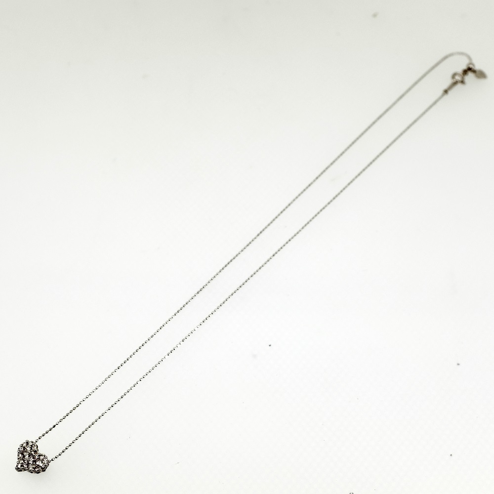 【美品】K18WG ネックレス ダイヤモンド 0.50ｃｔ ハート ボールチェーン 45ｃｍ（スライド無段階長さ調整）_画像4