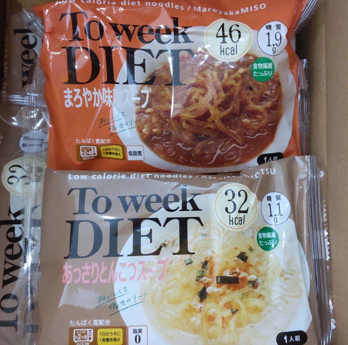 To week DIET こんにゃく　ダイエット食品　みそ1箱8食　とんこつ1箱8食　16食セット_画像2